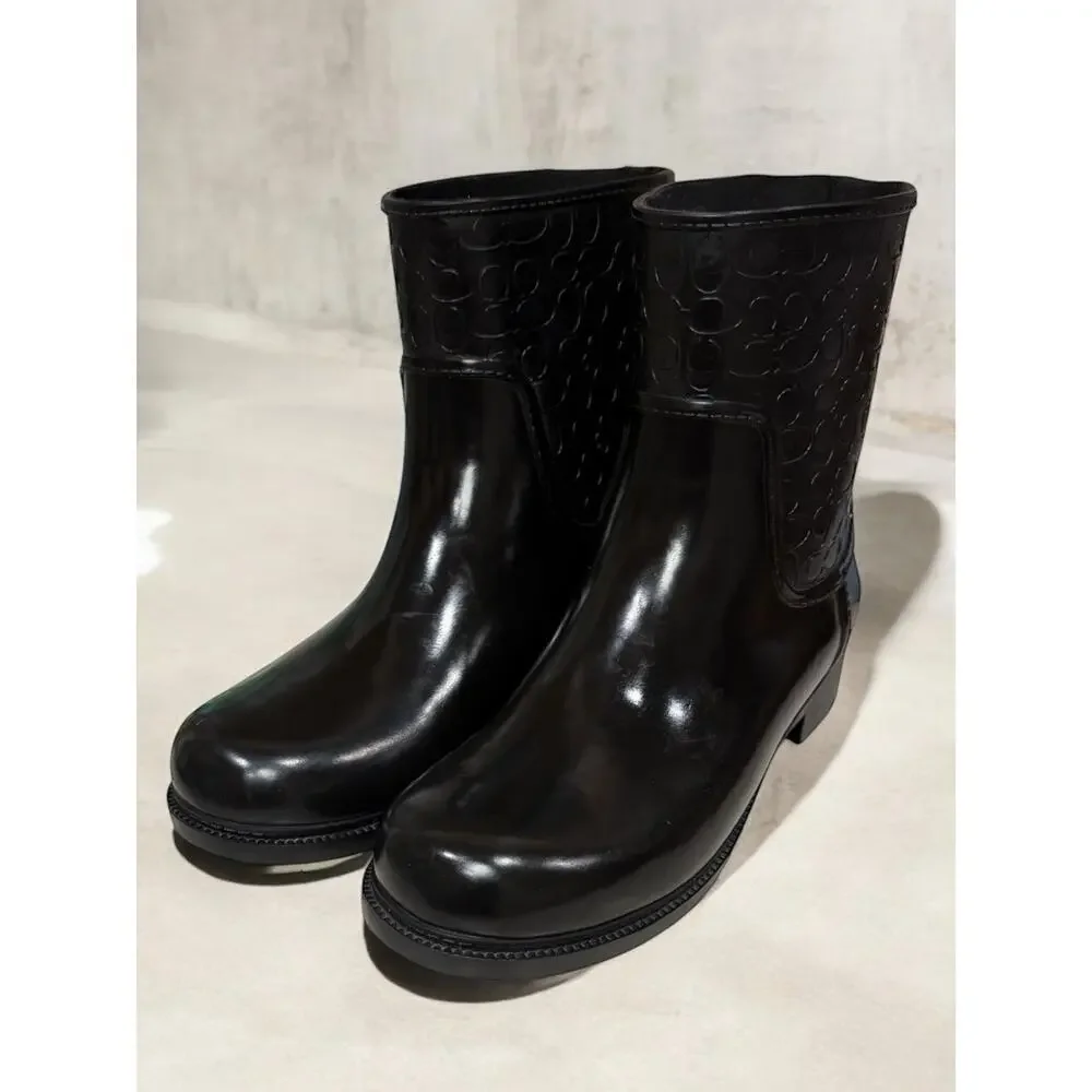 Coach FG1877 Classic Signature Embossed Rain Boot Size 10B